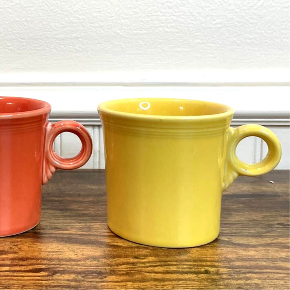 Fiesta Coffee Mugs Set of 3 Classic Ring Handle Cup Persimmon Scarlet Sunflower - Picture 6 of 6